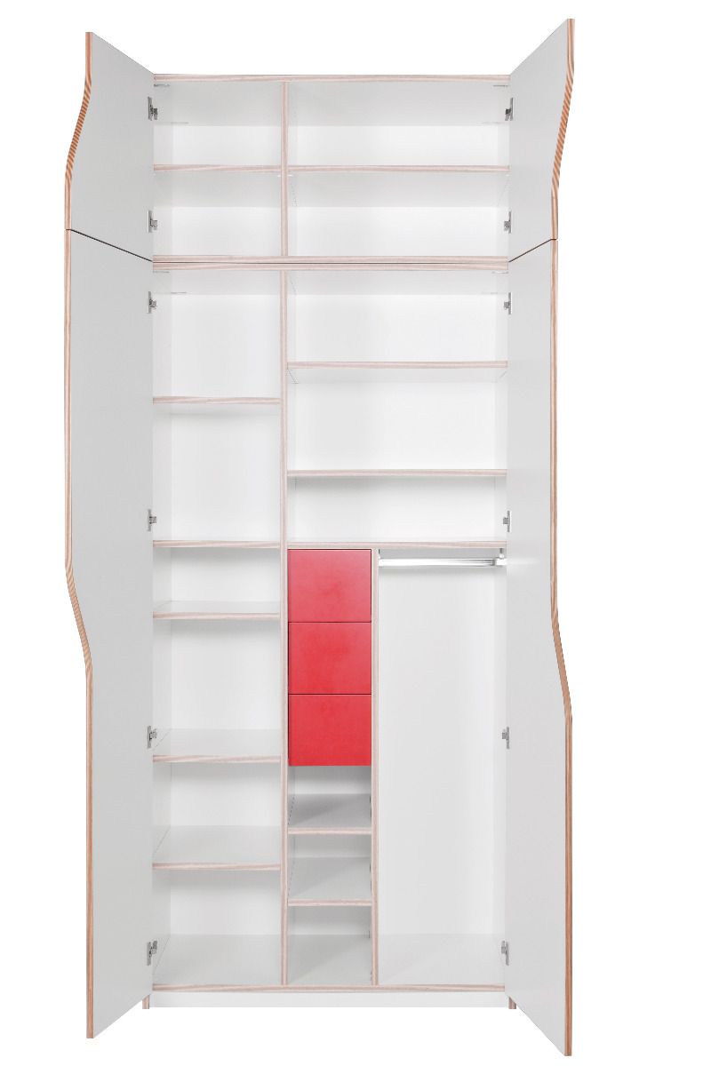 Plane Kleiderschrank mit Aufsatz und Innenschubladen